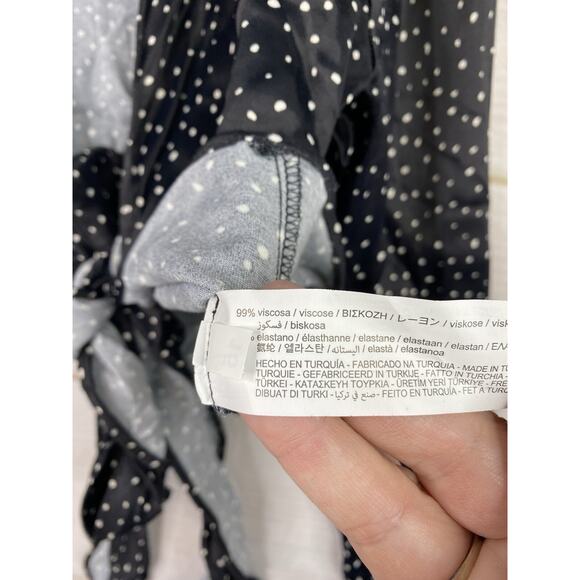 Zara Womens Top Size L Black Animal Print Satin Tie Open Front Long Sleeve NWT - Picture 7 of 9